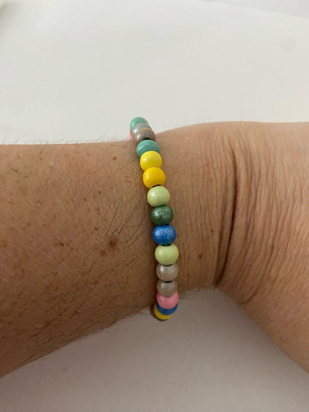 Colorful wood bead bracelet